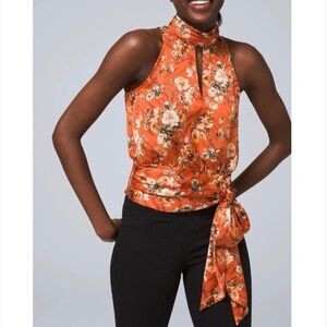 White House Black Market halter Tie-Waist Blouse